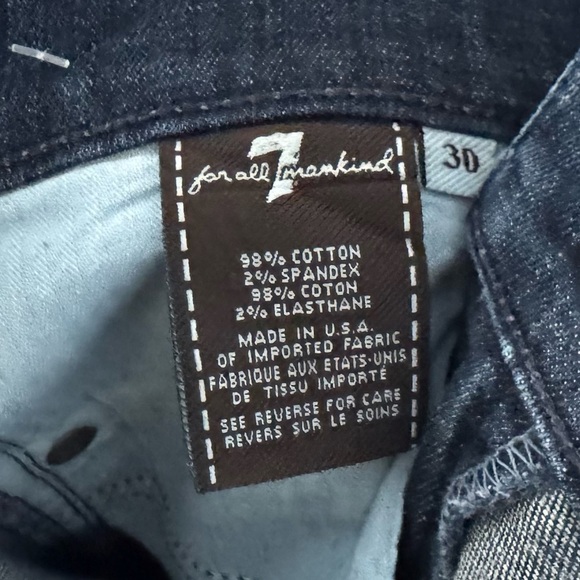 7 For All Mankind Dojo Jeans Low Rise Flare Western Y2K Dark Denim Blue 30 - Picture 15 of 16